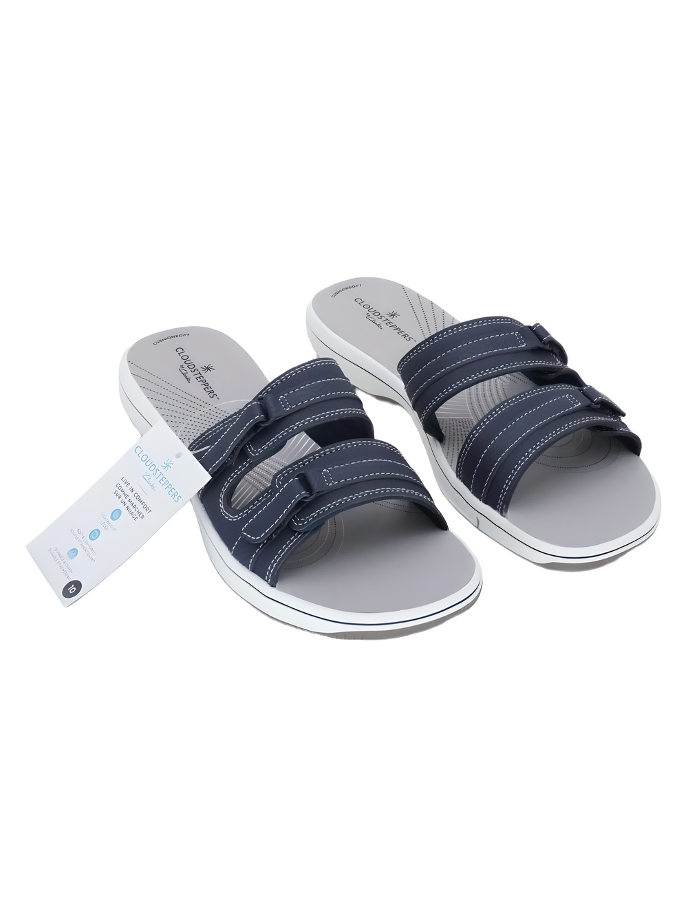 Clarks Cloudsteppers Breeze P Navy Slide Sandals Size 10M